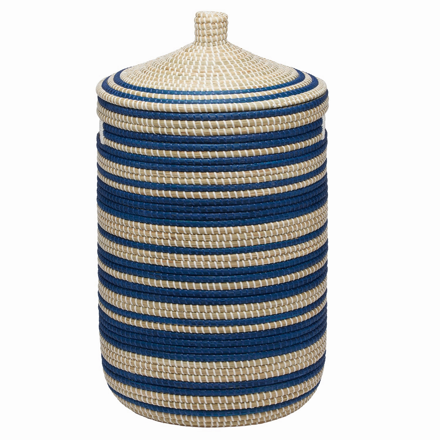 Arley Seagrass Hamper With Lid (Blue/Natura) Decorative Baskets clearance deals