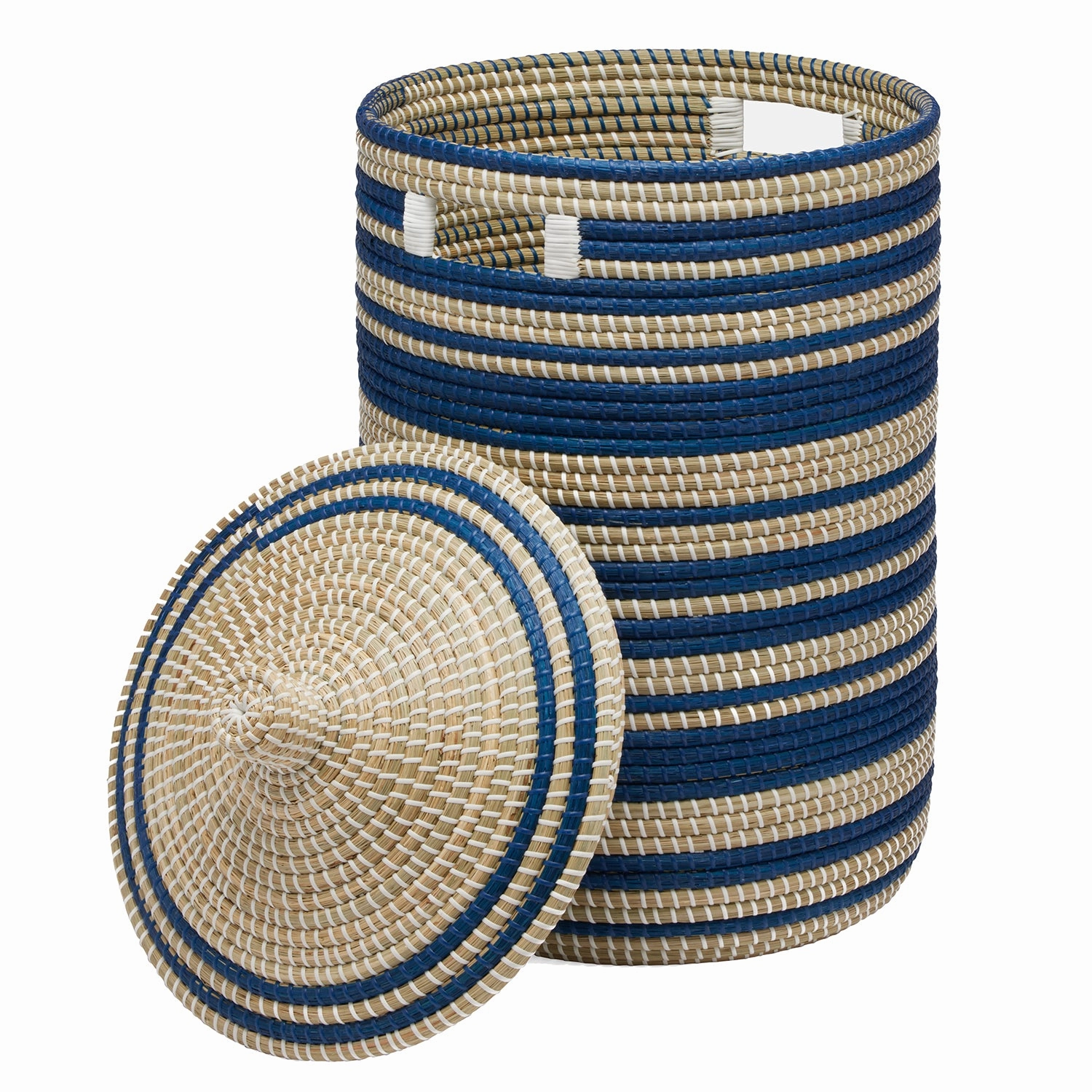 Arley Seagrass Hamper With Lid (Blue/Natura)