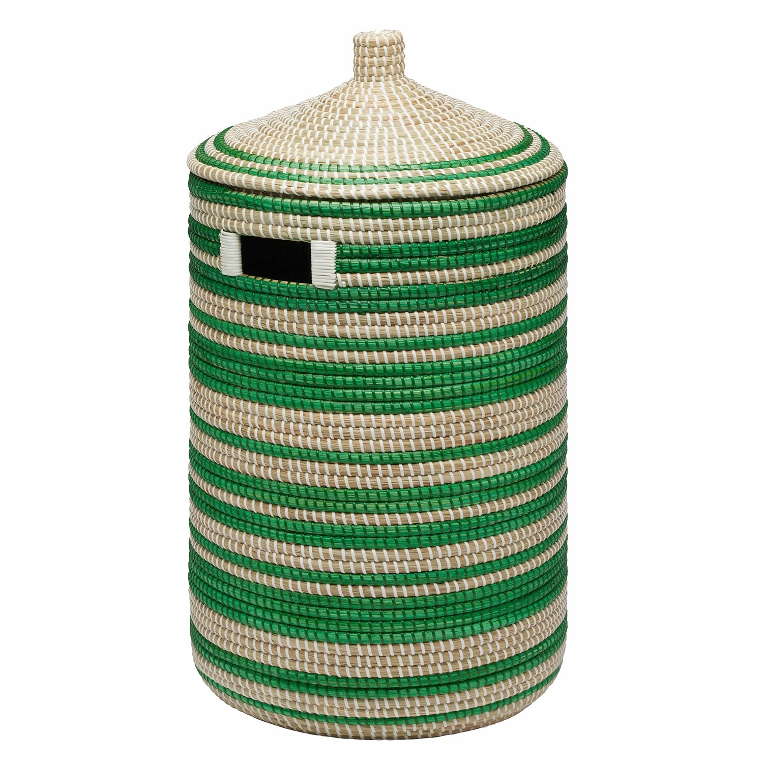 Arley Seagrass Hamper With Lid (Green/Natural)