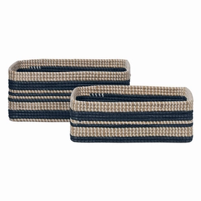 Arley Seagrass Rectangle Basket Set/2 (Blue/Natural) Decorative Baskets clearance deals