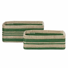Arley Seagrass Rectangle Basket Set/2 (Green/Natural) Decorative Baskets clearance deals