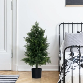 Artificial Cedar Topiary Tree with Plastic Nursery Pot for Porch and Office Faux Florals home florals discount