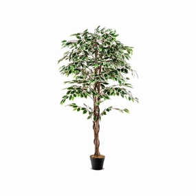 Artificial Ficus Tree Tall Faux Indoor Plant with 1008 Leaves Nursery Pot and Dried Moss Faux Florals home florals discount