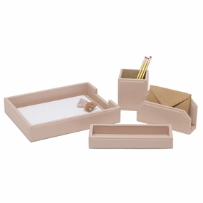 Asby Dusty Rose Full-Grain Leather Accessory Set Home Decor Office Organization Convenient shopping