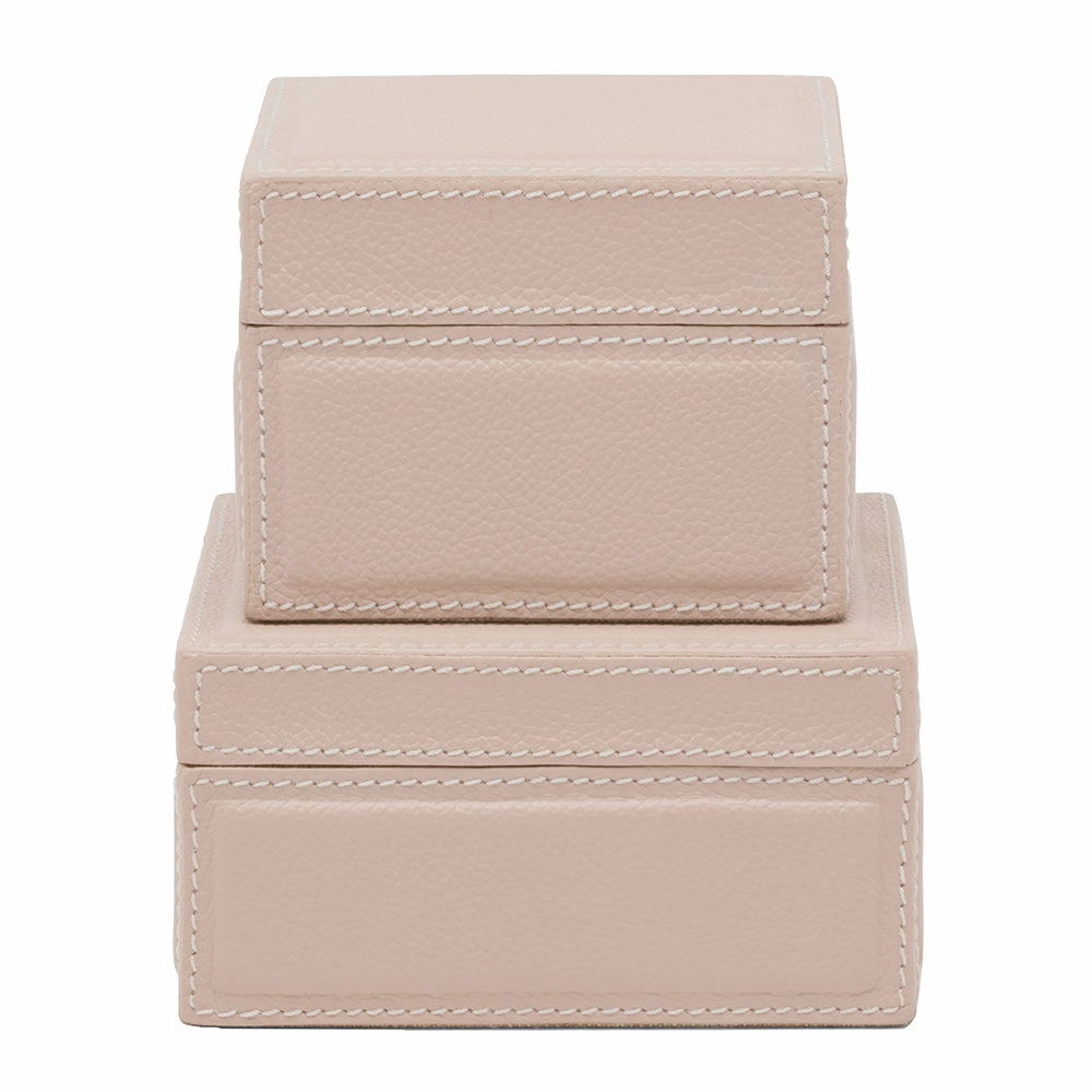 Asby Dusty Rose Full-Grain Leather Box Set Home Decor Office Organization Convenient shopping