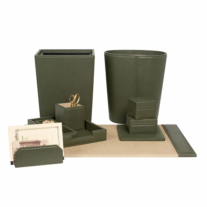 Asby Forest Full-Grain Leather Rectangle Wastebasket