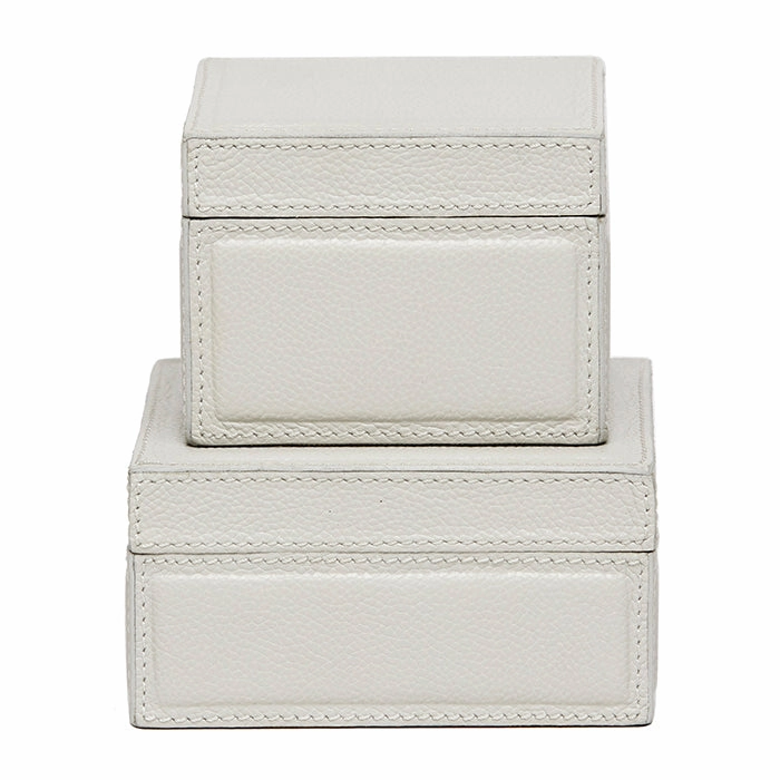 Asby Light Gray Full-Grain Leather Box Set/2 Home Decor Office Organization Convenient shopping