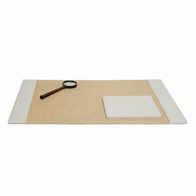 Asby Light Gray Full-Grain Leather Desk Blotter Set Home Decor Office Organization Convenient shopping