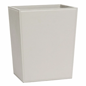 Asby Light Gray Full-Grain Leather Rectangle Wastebasket Home Decor Office Organization Convenient shopping