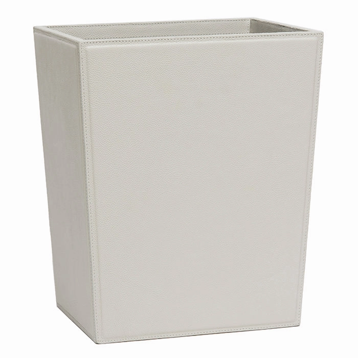Asby Light Gray Full-Grain Leather Rectangle Wastebasket Home Decor Office Organization Convenient shopping