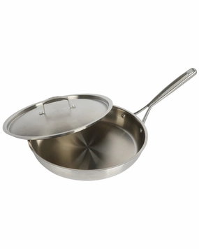Babish 12.5in Stainless Steel Tri-Ply Double Riveted Fry Pan with Lid Cookware online kitchen sale