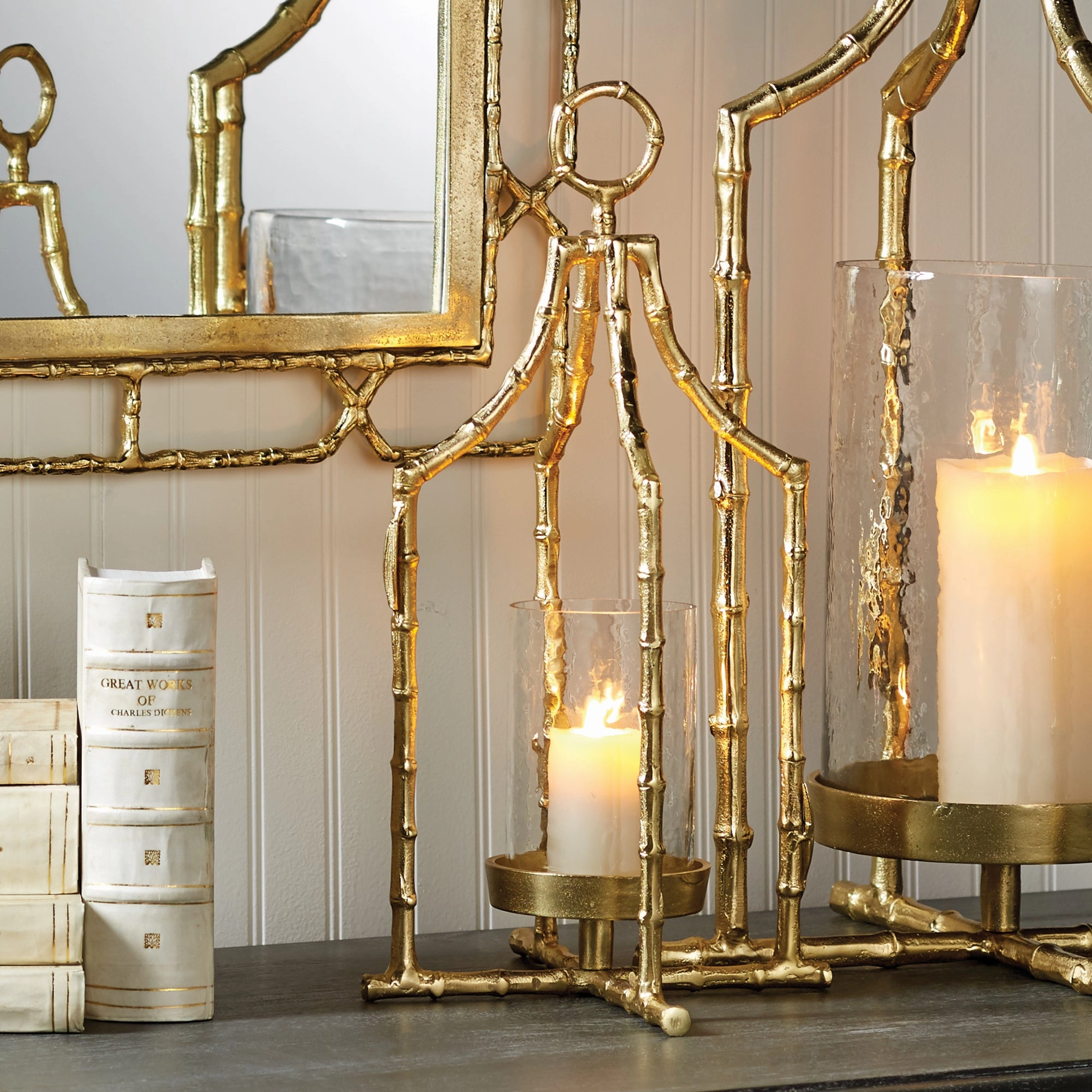 Baldwin Gold Finish Candle Lantern 19"
