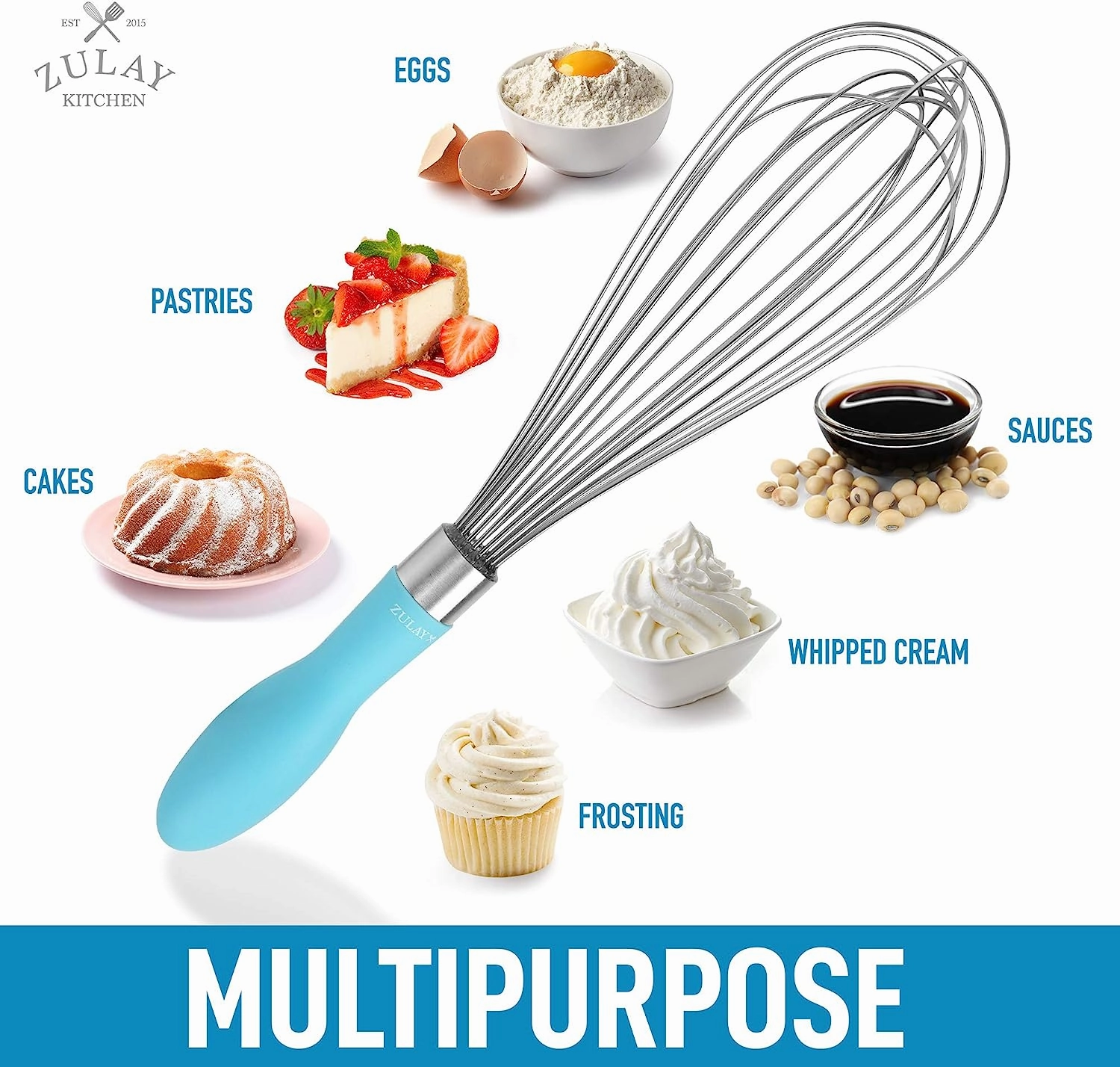 Balloon Stainless Steel Whisk with Soft Silicone Handle (12 inch)