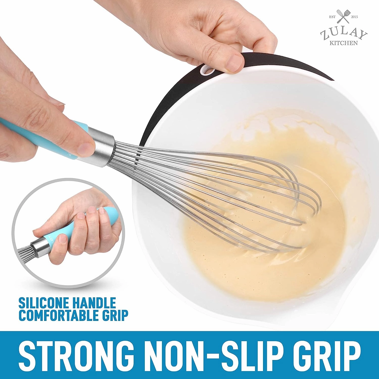 Balloon Stainless Steel Whisk with Soft Silicone Handle (12 inch)