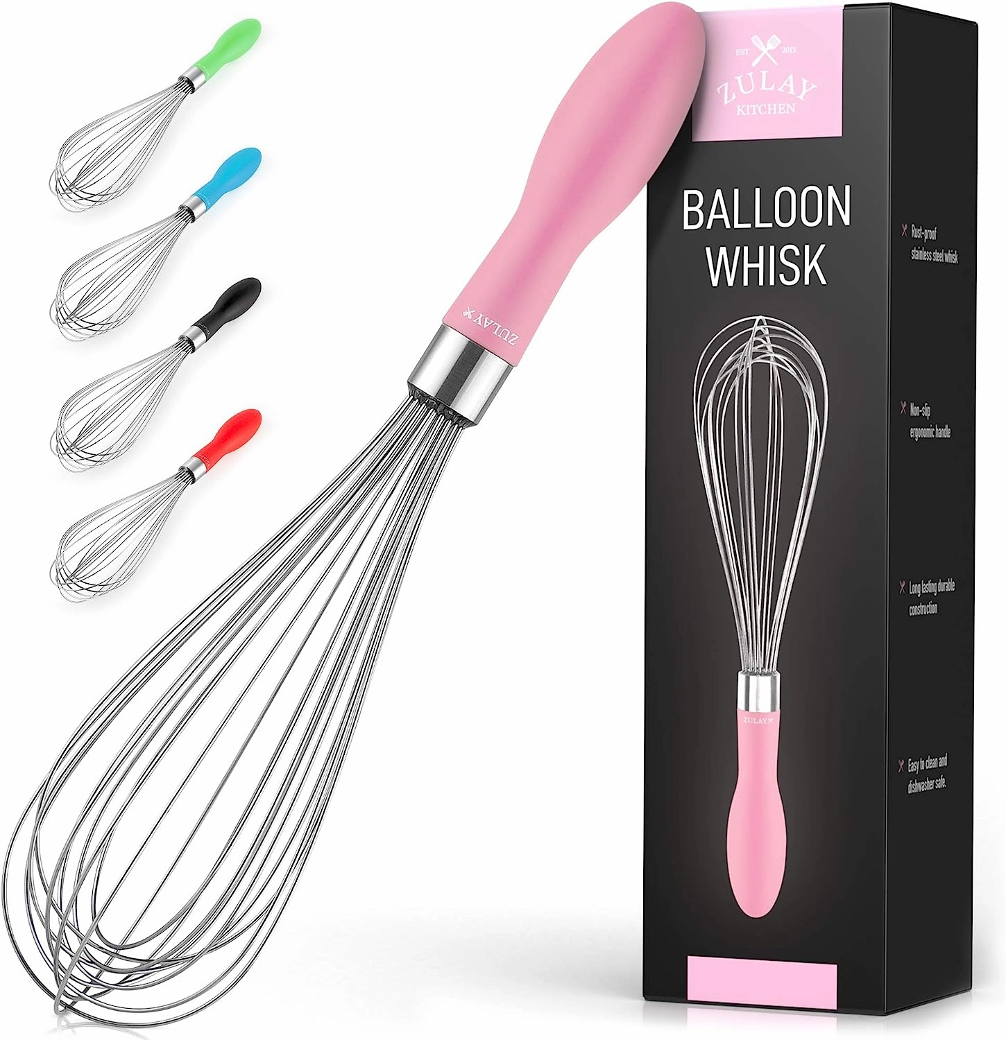 Balloon Stainless Steel Whisk with Soft Silicone Handle (12 inch)
