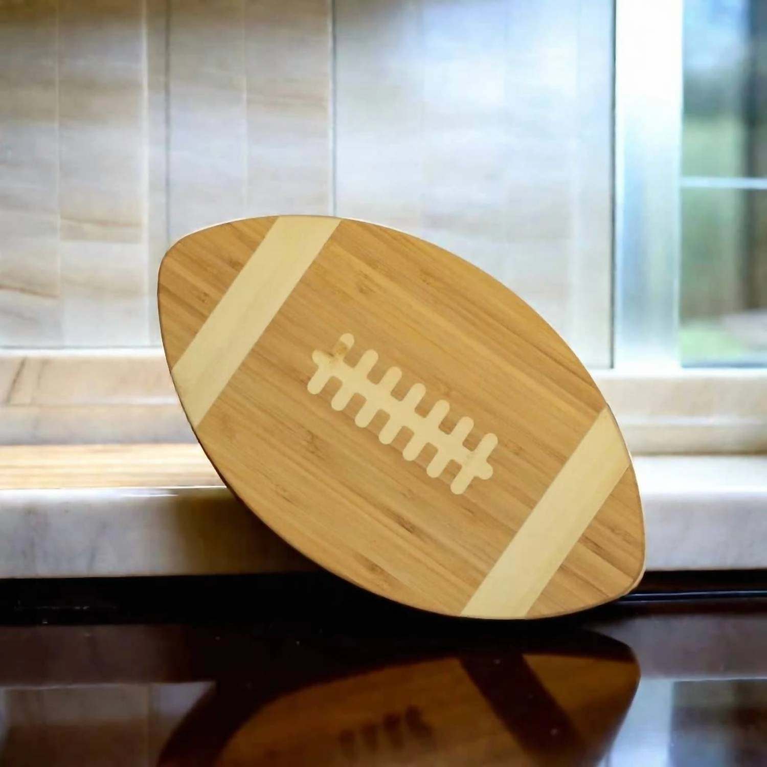 Bamboo Football Cutting Board In Natural