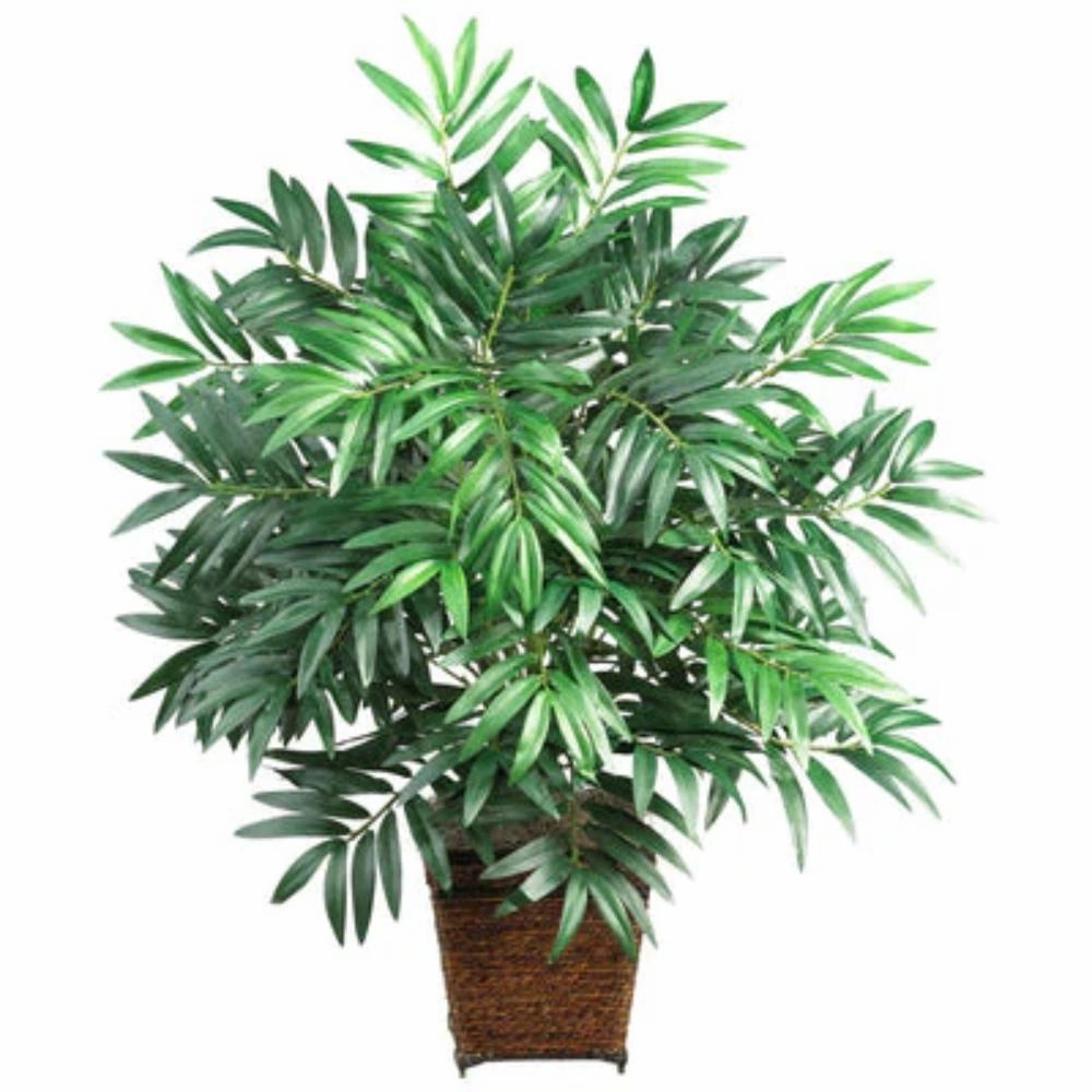 Bamboo Palm w/Wood Wicker Basket Faux Florals best price deals