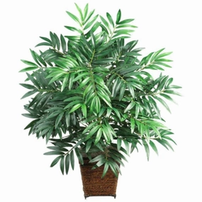 Bamboo Palm w/Wood Wicker Basket Faux Florals best price deals