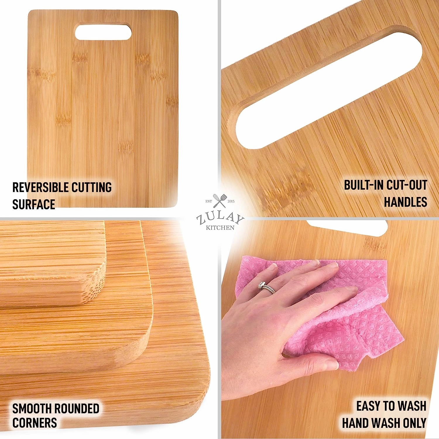 Bamboo Wooden Cutting Boards 3-Pc.