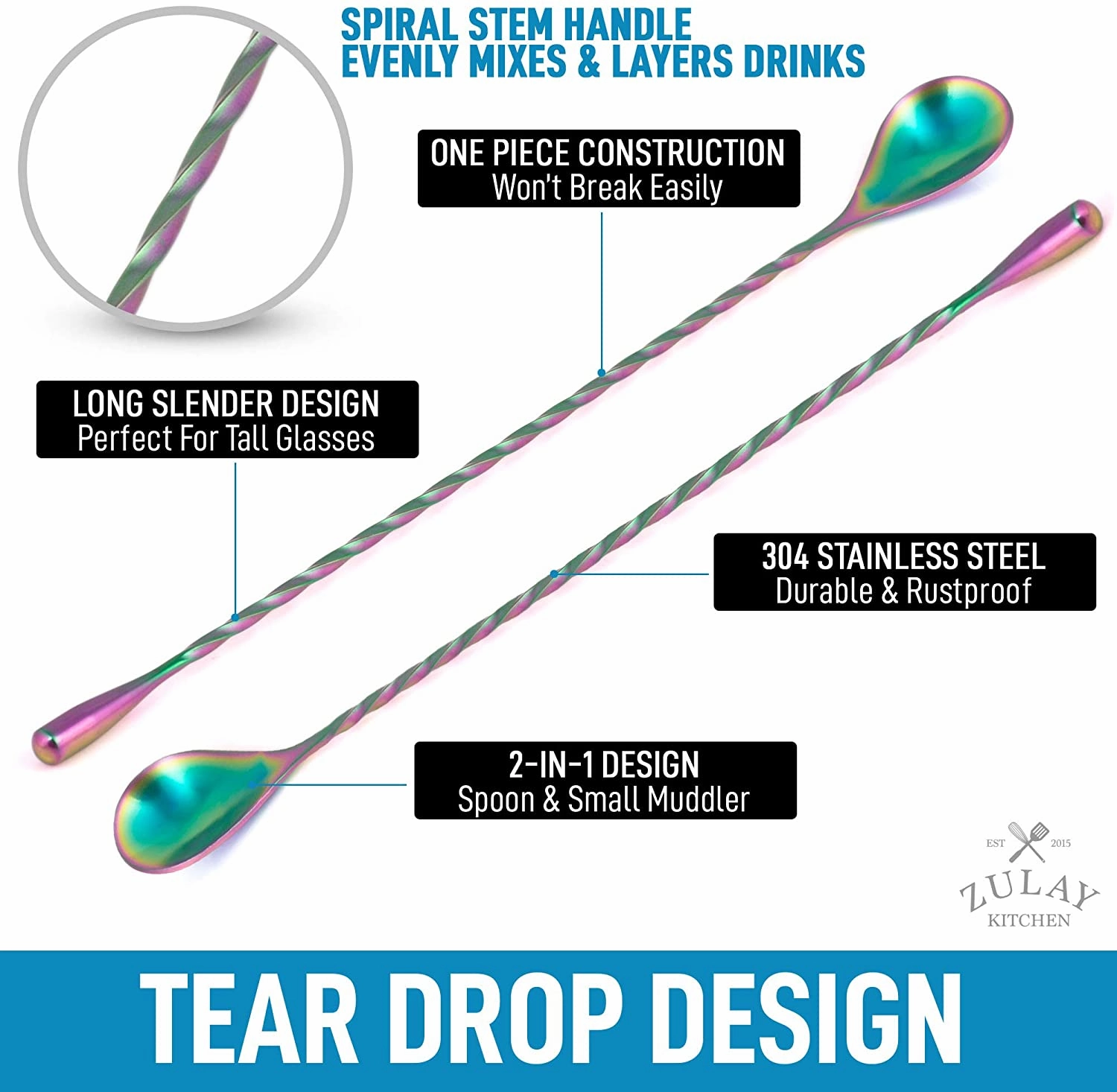 Bar Spoon & Cocktail Mixing Spoon for Cocktail Shakers