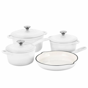 Basque Enameled Cast Iron Cookware Set, 7-Piece Set Cookware online kitchen sale