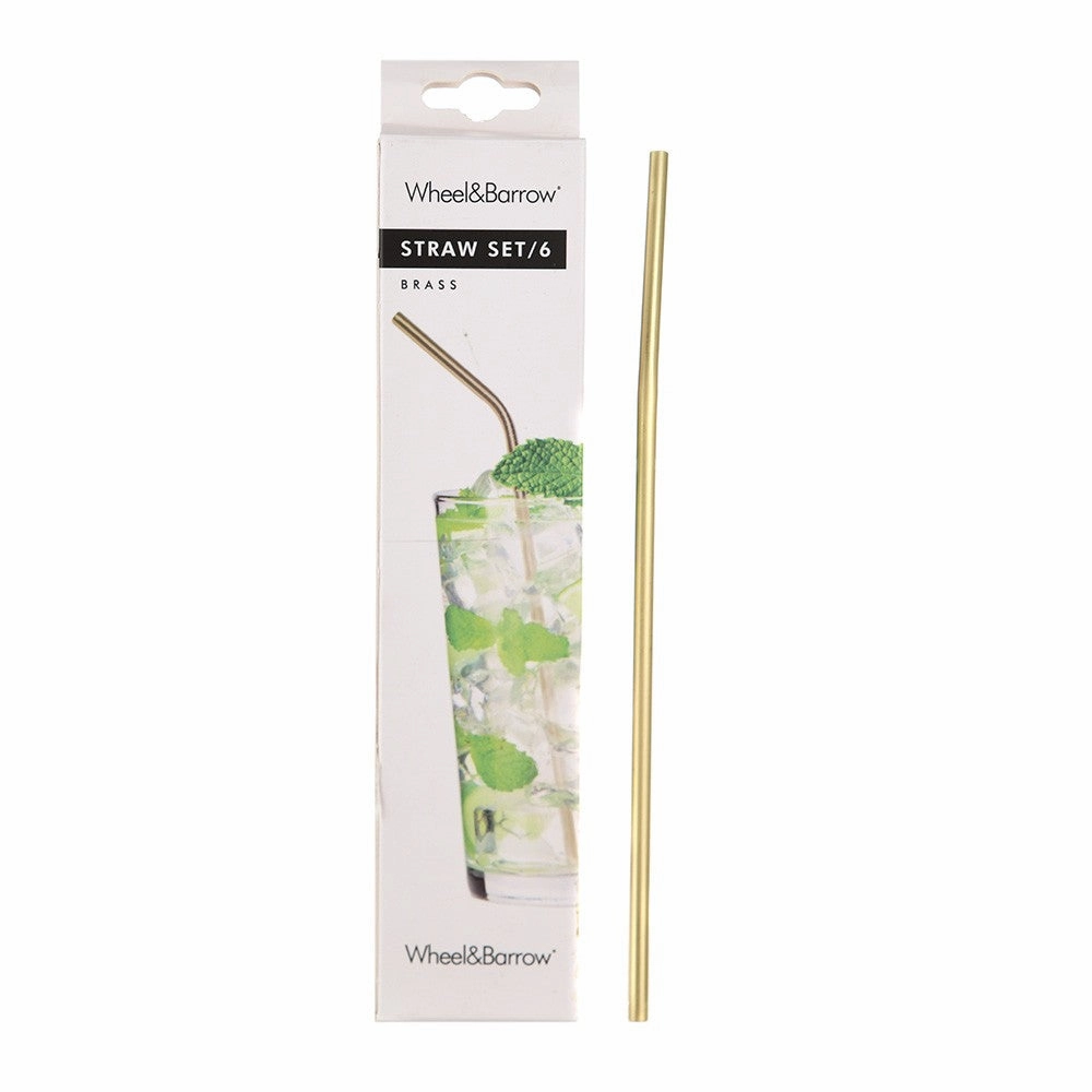 Bent Brass Metal Straw Set with Brush Barware sale online