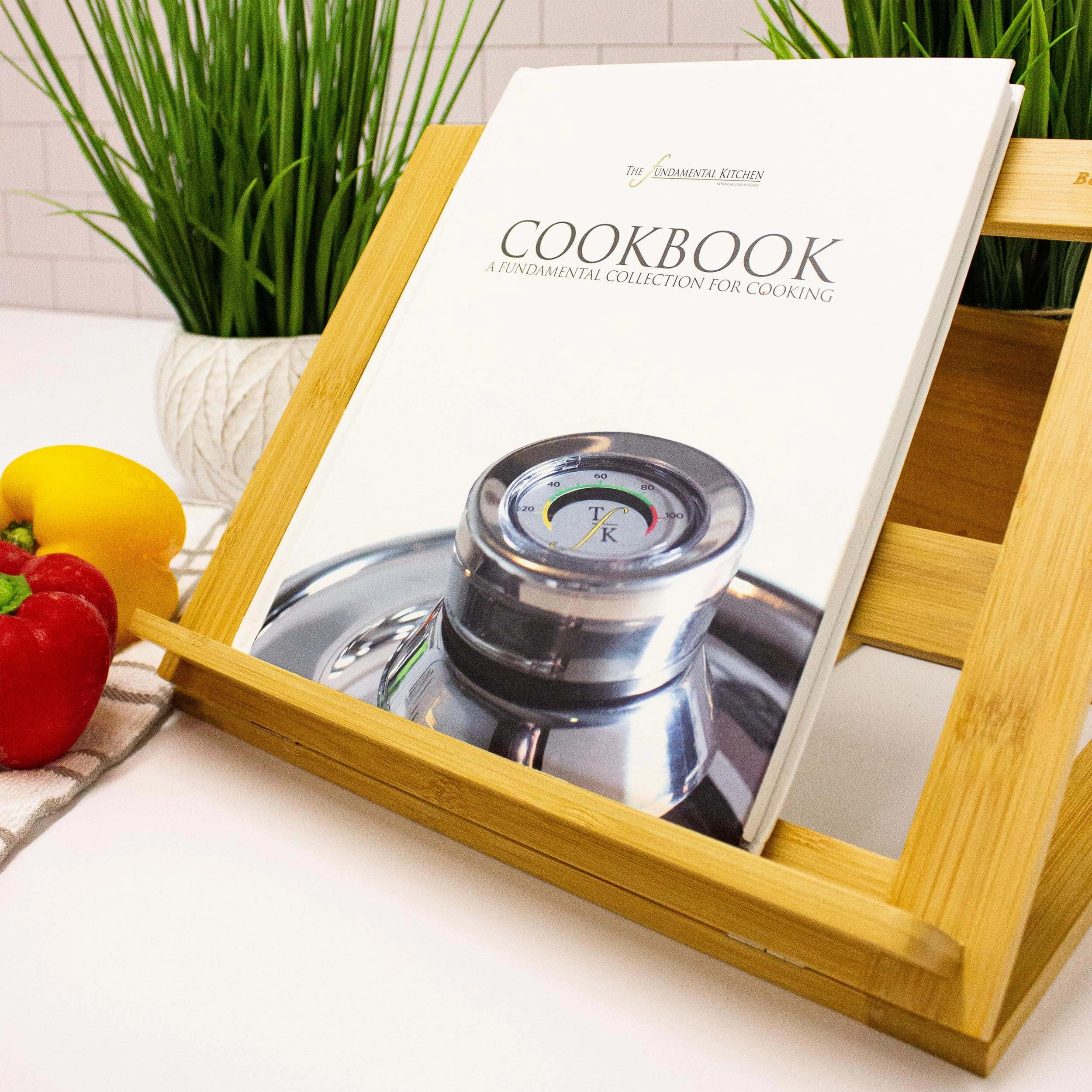 BergHOFF Bamboo Kitchen Set 4pc (Cook Book Holder, Garlic Bowl, Paper Towel Holder, & Rolling Pin)
