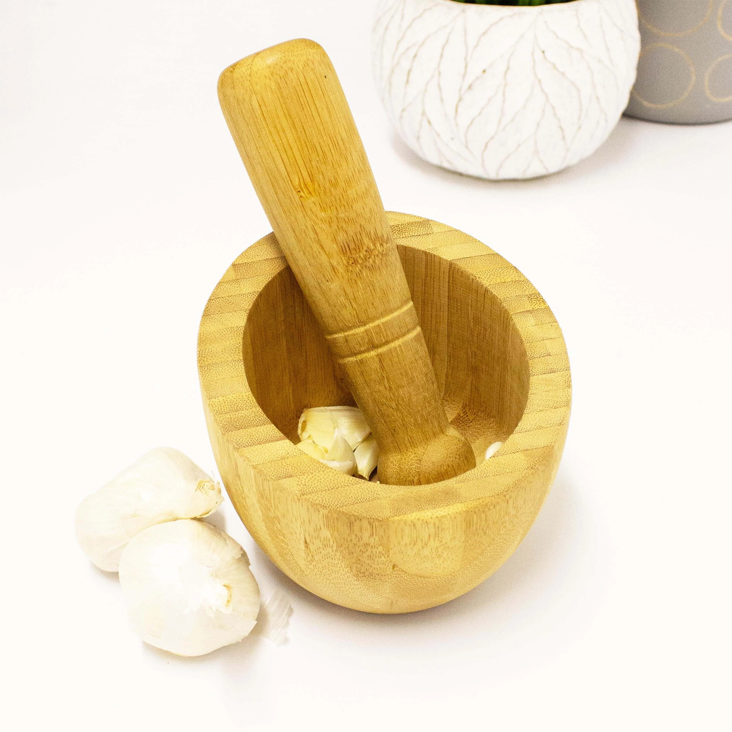 BergHOFF Bamboo Kitchen Set 4pc (Cook Book Holder, Garlic Bowl, Paper Towel Holder, & Rolling Pin)