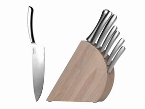 BergHOFF Concavo 8Pc Stainless Steel Knife Set with Block Cutlery outlet discounts