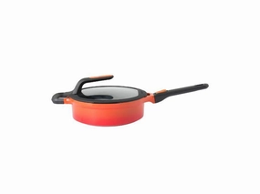 BergHOFF GEM  Cast Aluminum Nonstick 9.5" Covered Saut Pan , Caribbean Red Cookware holiday sale