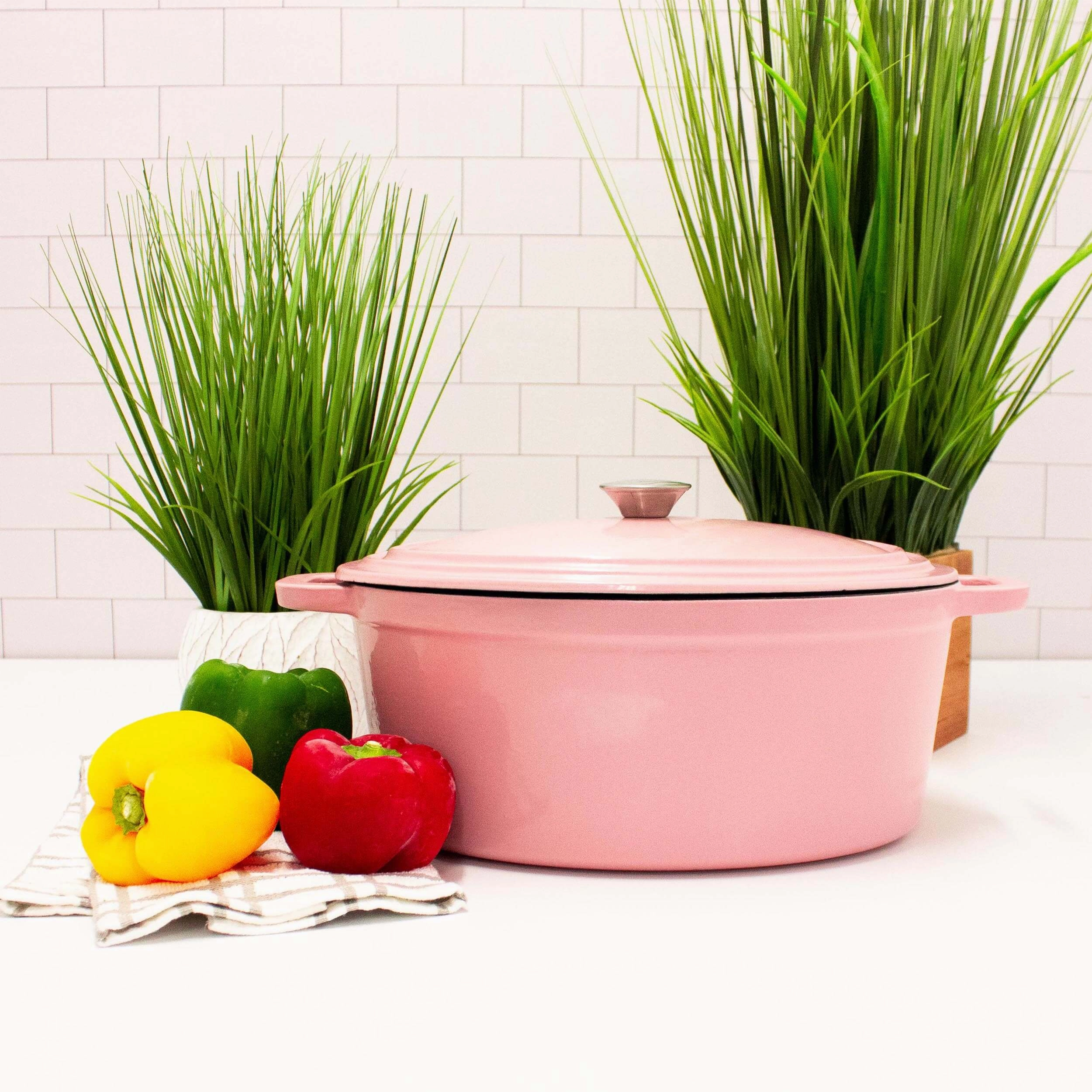 BergHOFF Neo Cast Iron 8 Qt Oval Covered Dutch Oven, Pink