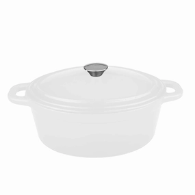 BergHOFF Neo Cast Iron Oval Covered Dutch Oven, 8 Qt, White Cookware holiday sale