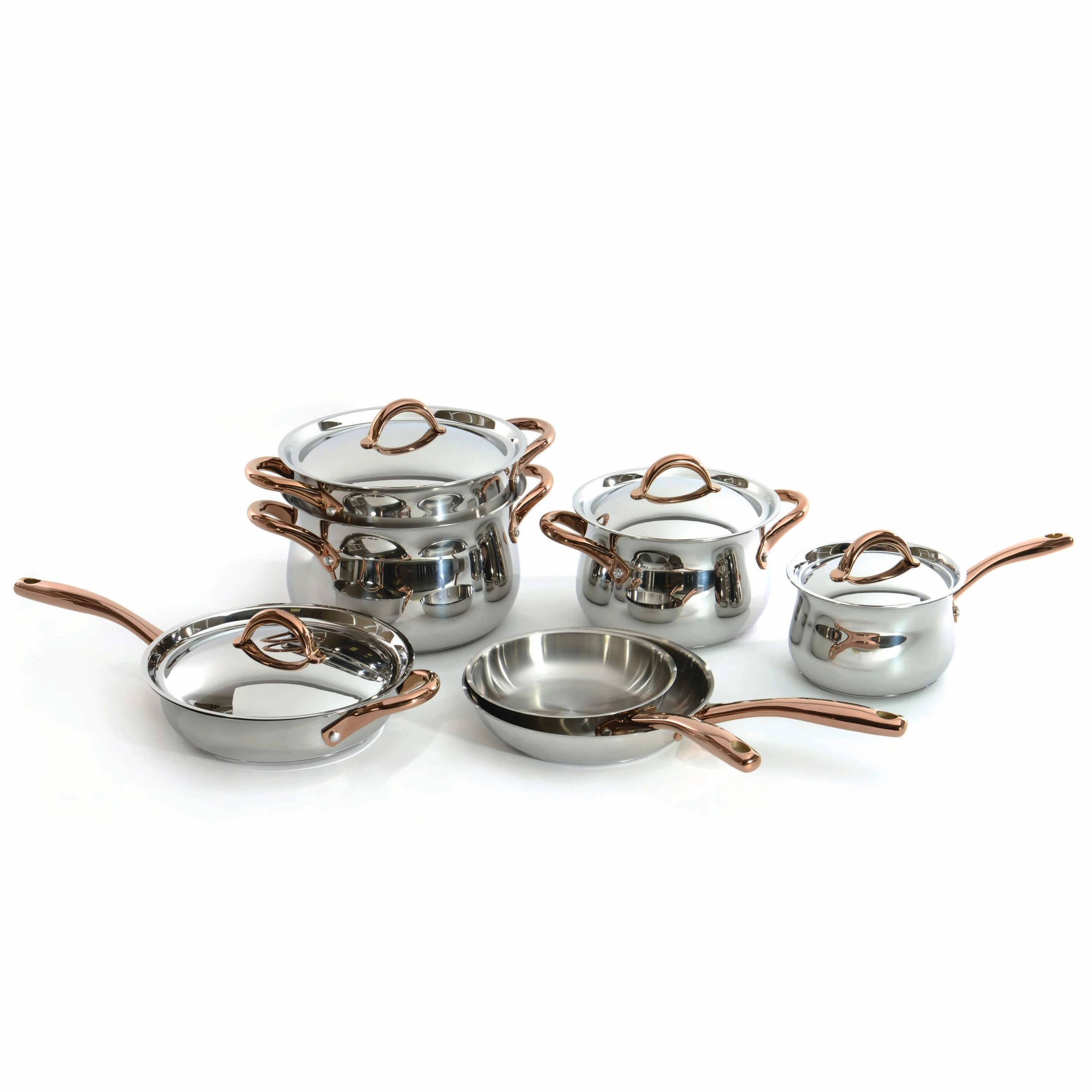 BergHOFF Ouro Gold 11Pc 18/10 Stainless Steel Cookware Set with SS Lids