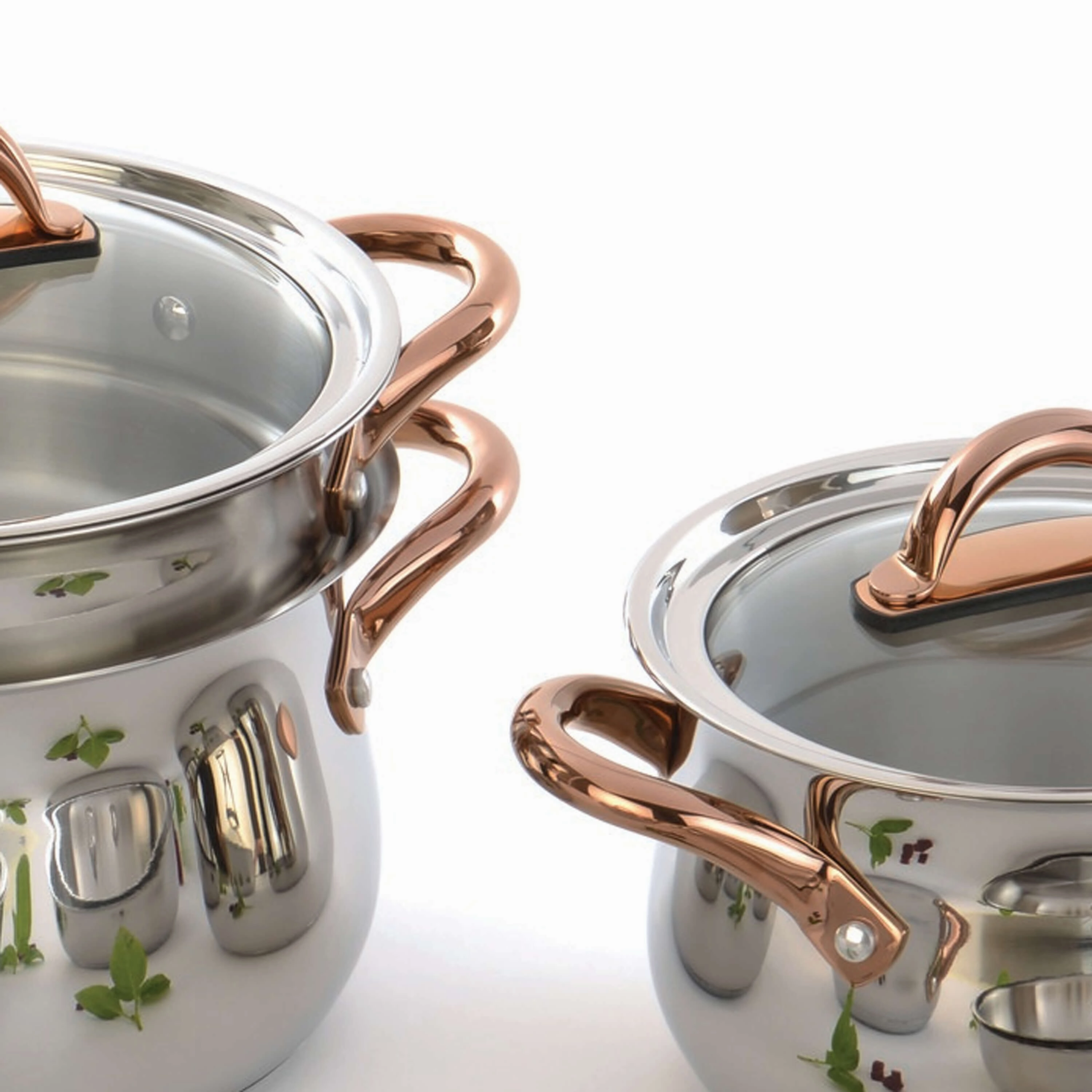 BergHOFF Ouro Gold 11Pc Stainless Steel Cookware Set, Glass Lids