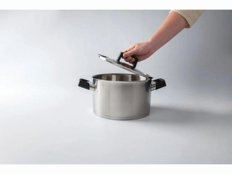 BergHOFF Ron 10" Stainless Steel Covered Stockpot 6.8Qt, Black Handles