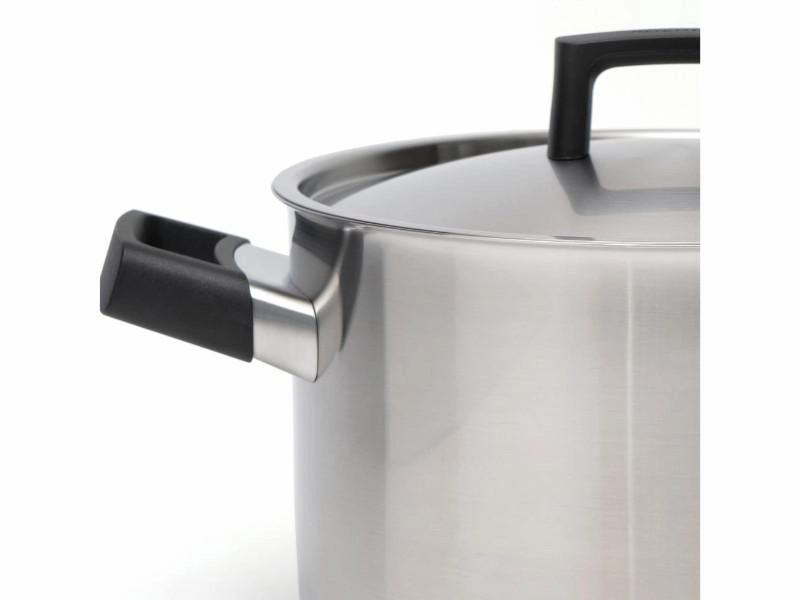 BergHOFF Ron 10" Stainless Steel Covered Stockpot 6.8Qt, Black Handles