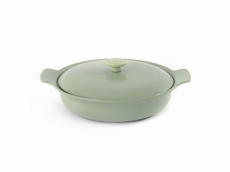 BergHOFF Ron 11" Cast Iron Covered Deep Skillet 3.5Qt, Green Cookware holiday sale