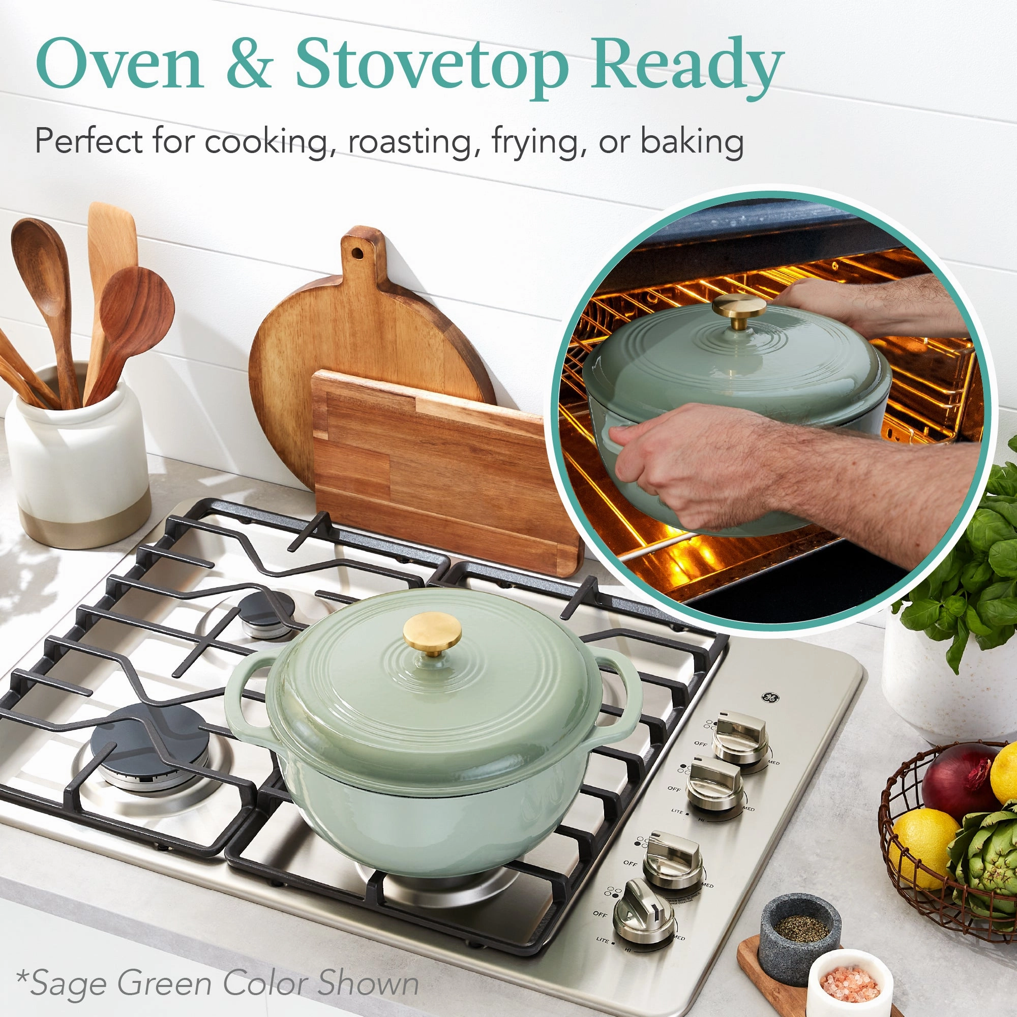 Best Choice Products 7.5 Quart Enamel Cast-Iron Dutch Oven, Heavy-Duty Cookware w/ Dual Handles, Lid