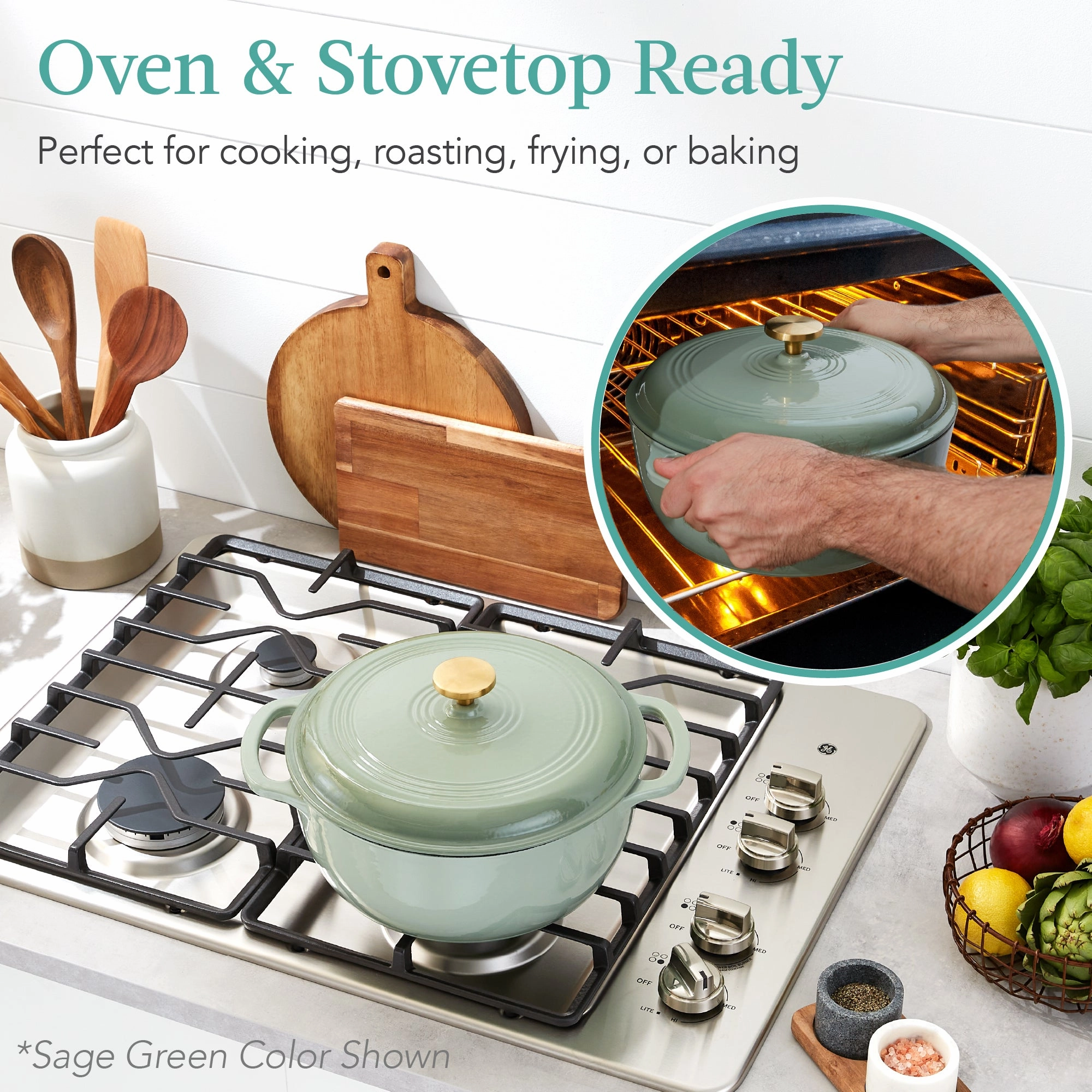 Best Choice Products 7.5 Quart Enamel Cast-Iron Dutch Oven, Heavy-Duty Cookware w/ Dual Handles, Lid - Lemon Meringue