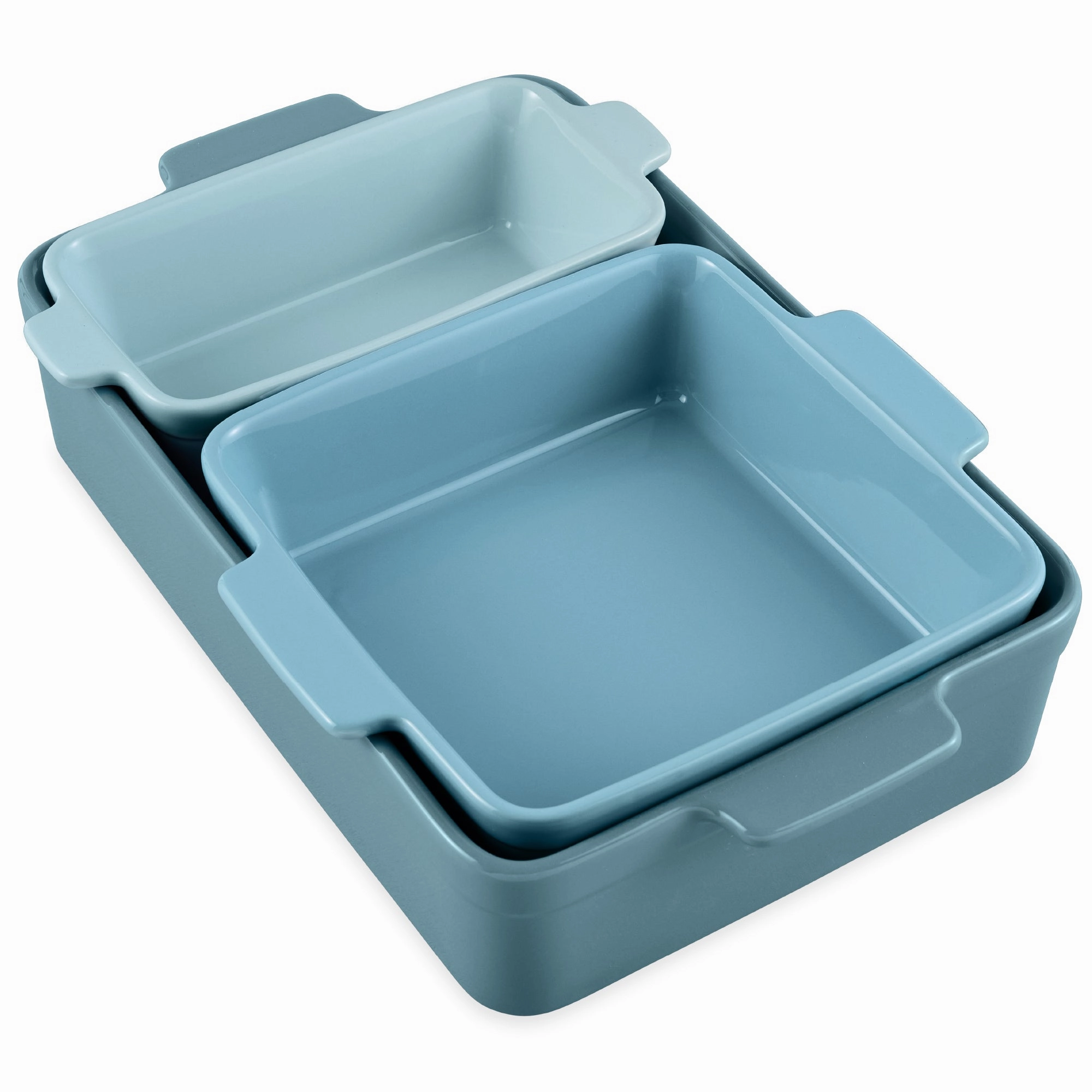 Best Choice Products Ceramic Bakeware Set of 3 Casserole, Loaf, and Square Dishes w/ Handles