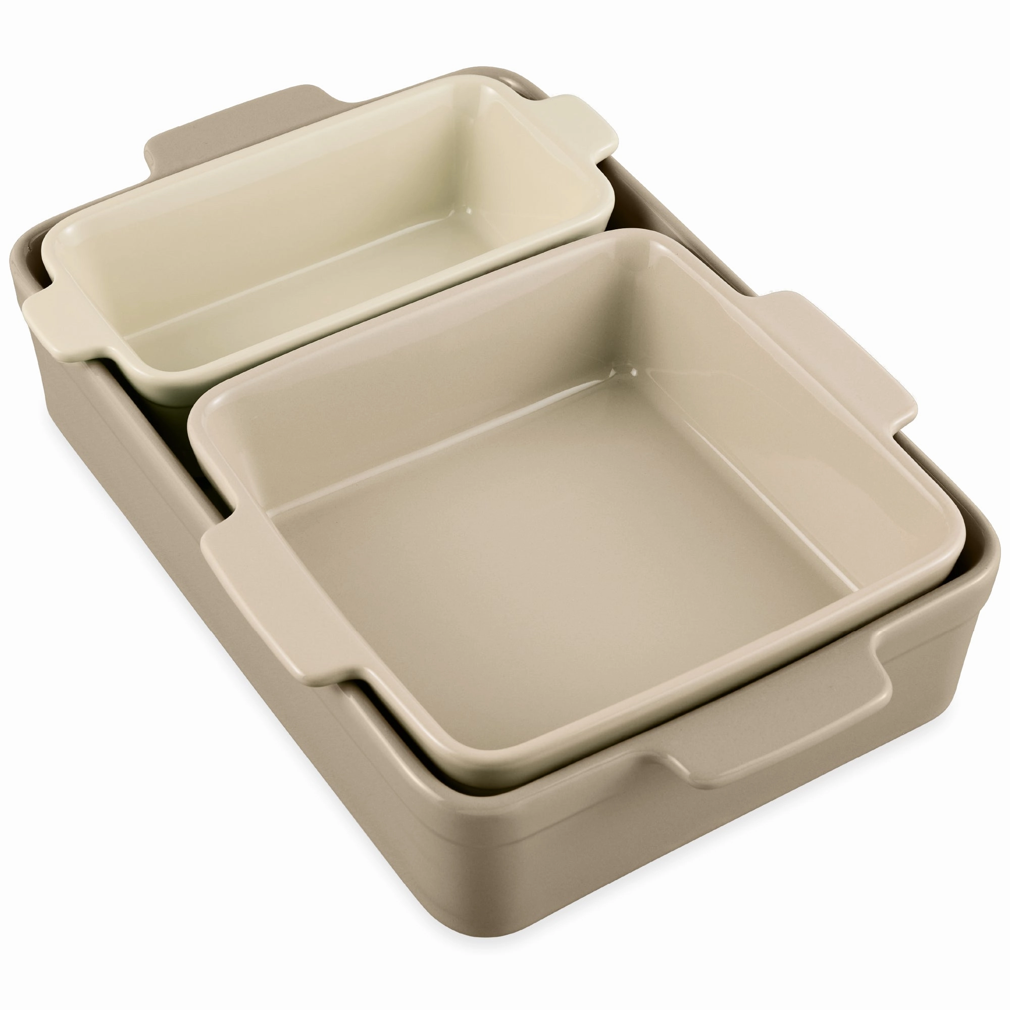 Best Choice Products Ceramic Bakeware Set of 3 Casserole, Loaf, and Square Dishes w/ Handles