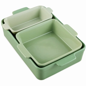 Best Choice Products Ceramic Bakeware Set of 3 Casserole, Loaf, and Square Dishes w/ Handles Bakeware online promo