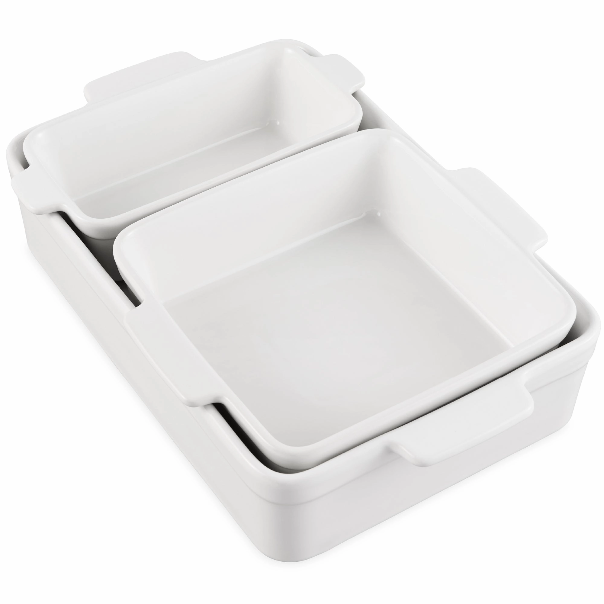Best Choice Products Ceramic Bakeware Set of 3 Casserole, Loaf, and Square Dishes w/ Handles
