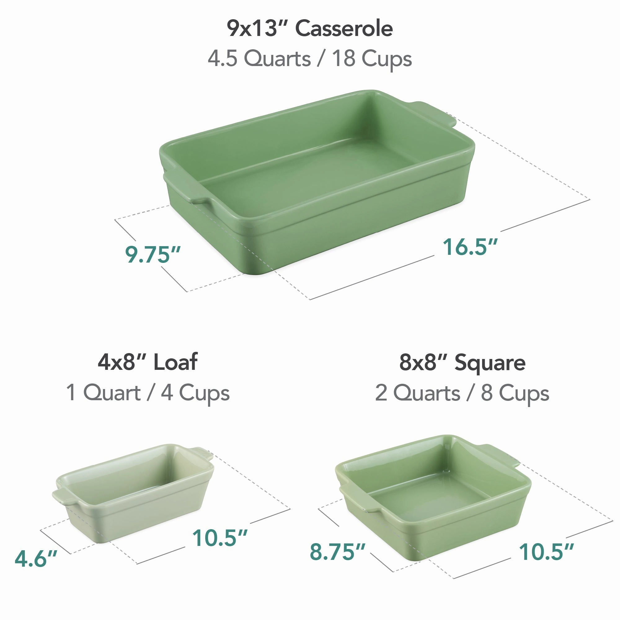 Best Choice Products Ceramic Bakeware Set of 3 Casserole, Loaf, and Square Dishes w/ Handles