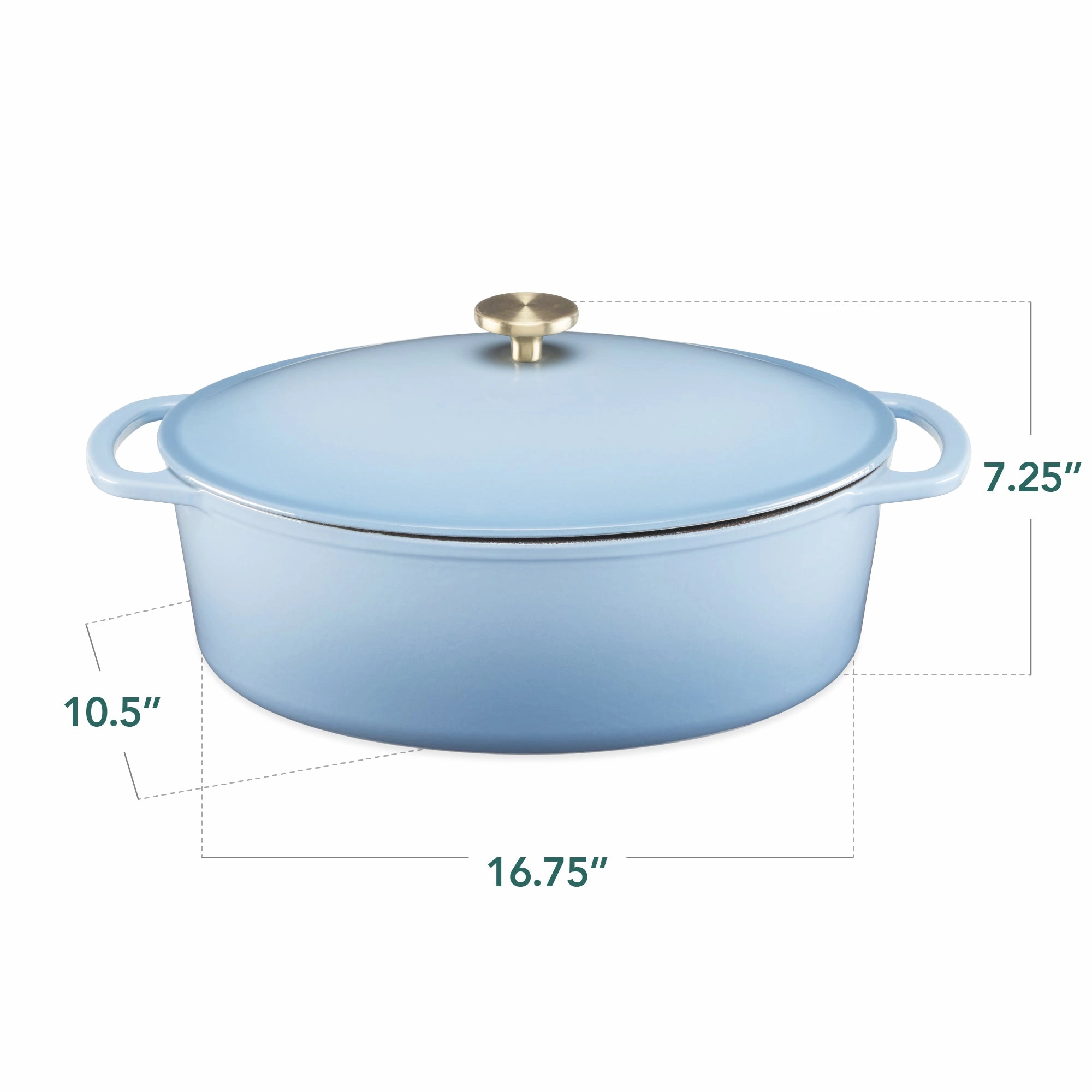 Best Choice Products Oval 7.5 Quart Cast-Iron Dutch Oven, Heavy-Duty w/ Enamel, Side Handles - Cornflower Blue