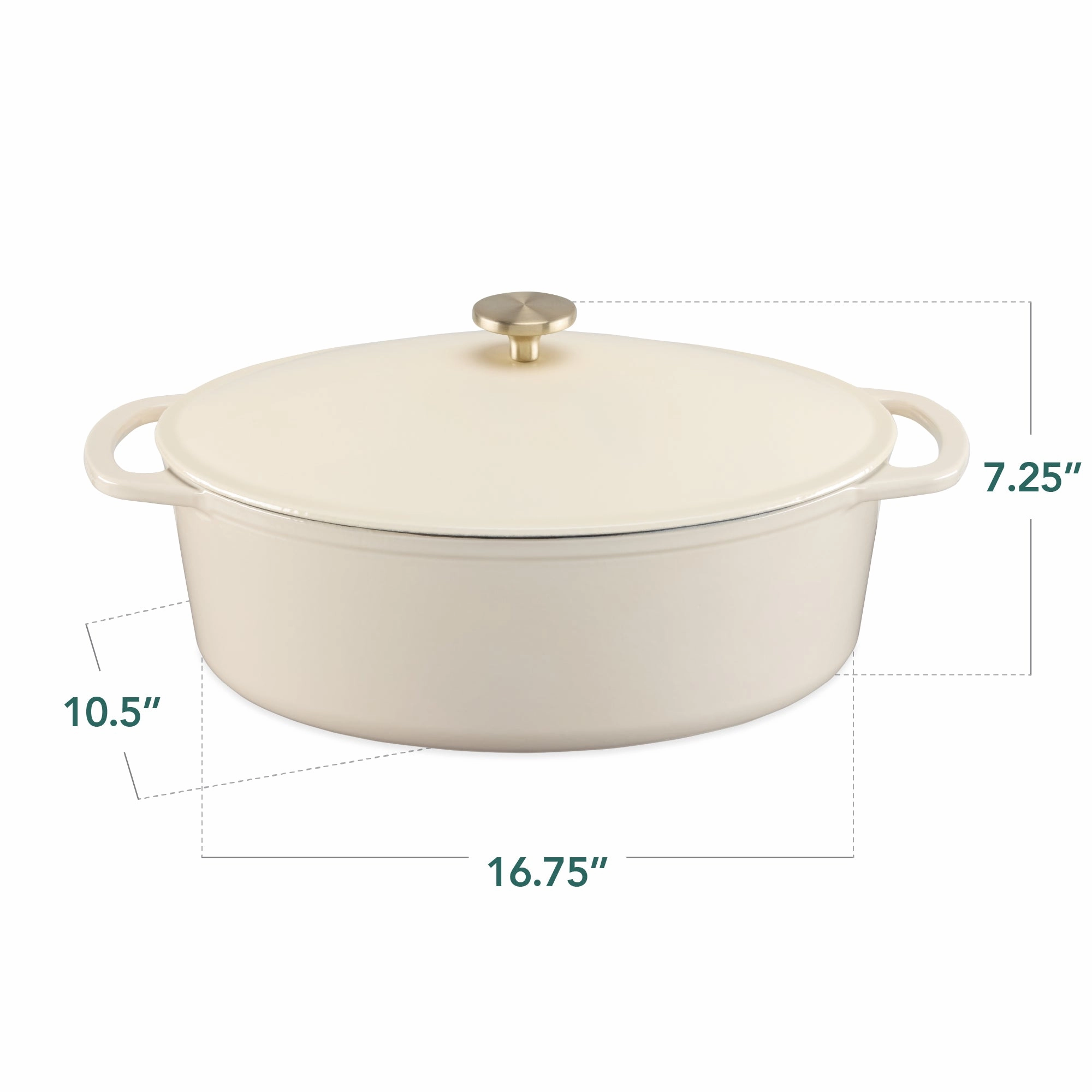 Best Choice Products Oval 7.5 Quart Cast-Iron Dutch Oven, Heavy-Duty w/ Enamel, Side Handles - Vanilla Buttercream