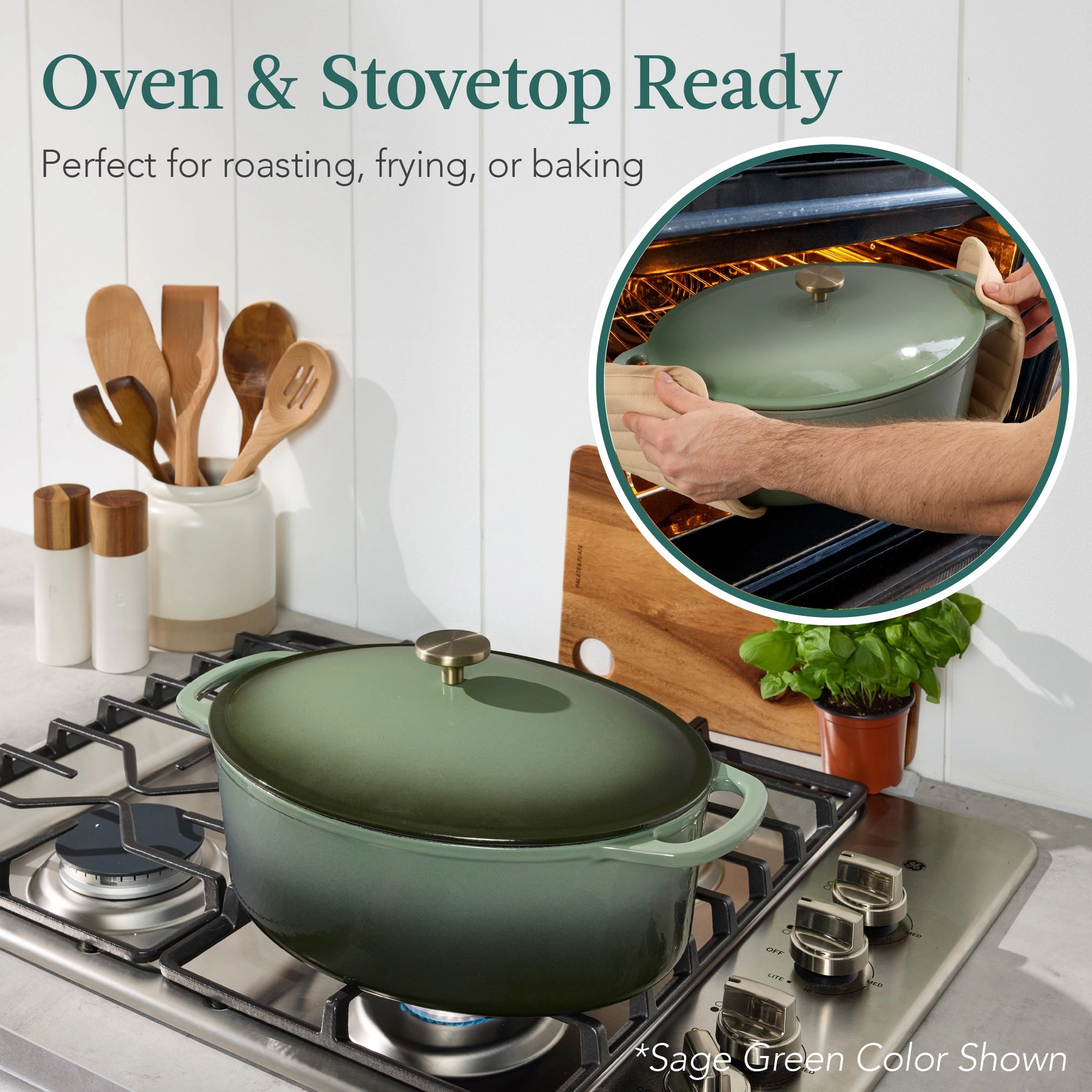 Best Choice Products Oval 7.5 Quart Cast-Iron Dutch Oven, Heavy-Duty w/ Enamel, Side Handles