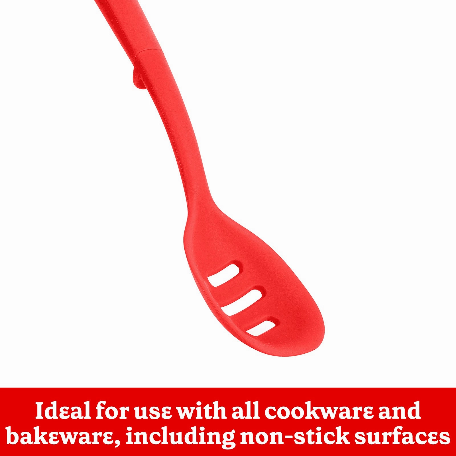 Betty CrockerSilicone 13 Inch Slotted Spoon, Red