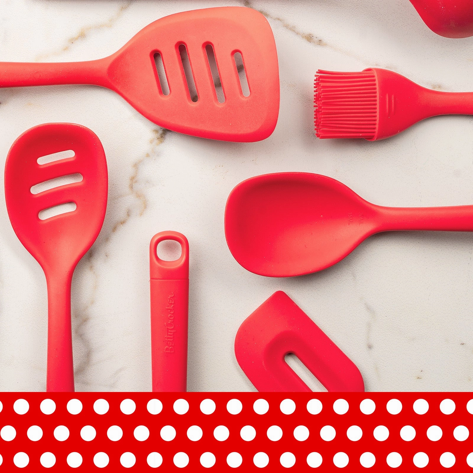 Betty CrockerSilicone 13 Inch Spoon, Red