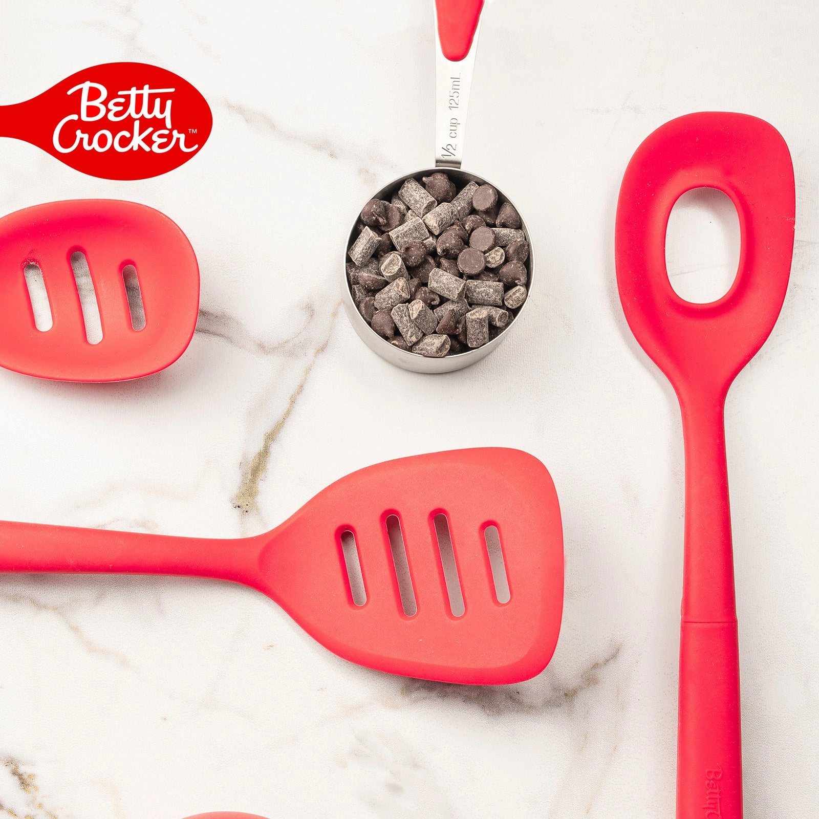 Betty CrockerSilicone 13 Inch Stirring Spoon, Red